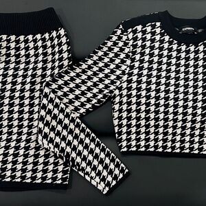 EXPRESS TWO PIECE SKIRT SET BLACK AND (LIGHT) PINK